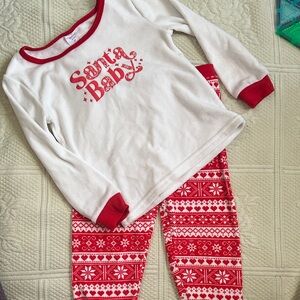 Festive Santa Baby Kids Pajama Set - Red & White
